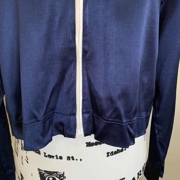 ZARA blue jogger jacket Satin effect zipper lightweight tracksuit jacket size S - Picture 9 of 13